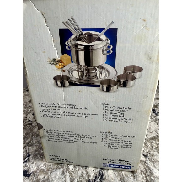 NEW Tramontina 14 Pc Fondue Set 18/10 Stainless Steel Made in Brazil - Picture 3 of 6
